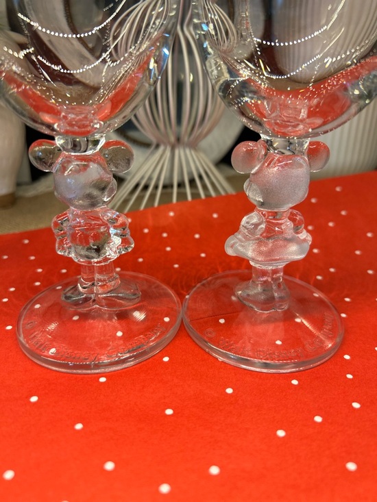 VTG Disney Mickey & Minnie 3D Figure Stem Wine Glass Set w/ Box Disney Wedding - Picture 11 of 16